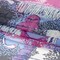 1 Yard Periwinkle Magenta Black Flowers Blocks Crinkled Silk Chiffon Sheer 54 Inch Width